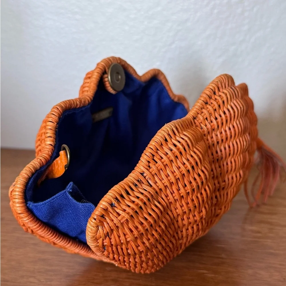 KAYU Jane Clam Clutch Burnt Orange Wicker